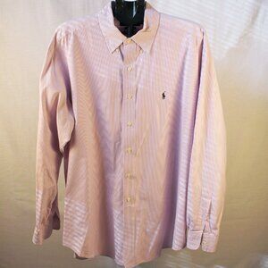 Ralph Lauren Men's XL Blake 100% Cotton Dress Shirt.  Purple and White
